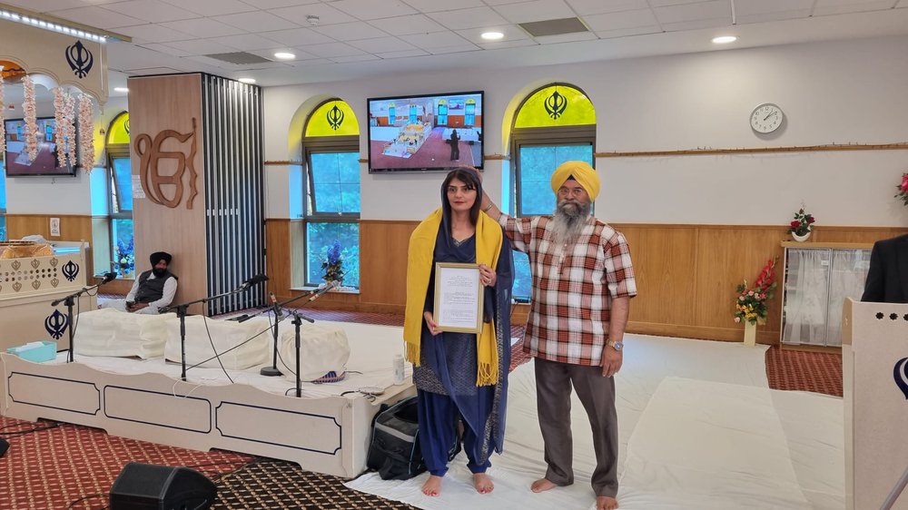 Pam Gosal honoured at the Glasgow Sikh temple